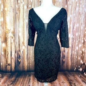 Black lace off shoulder cocktail dress